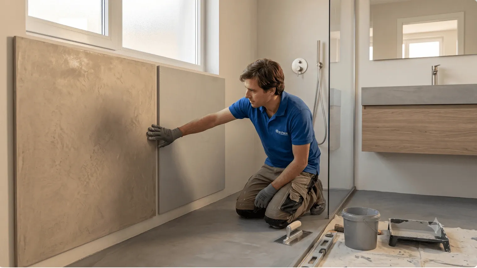 Comparación de microcemento y resina epoxídica en un baño en obra
